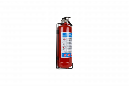 Brandsläckare 2kg pulver ABC godkänd med fordonsfäste.
