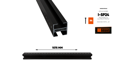 Perfil de aluminio horizontal de 1575mm incl. bolsa de tornillos